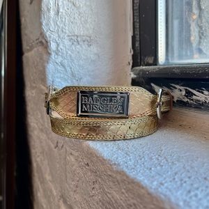 Badley Mischka Metallic Gold Snake Skin Waist Belt